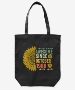 Awesome Since October 1988 Birthday Flower Tote Bag