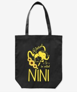 Blessed To Be Called Nini Elephant Sunflower Heart Tote...