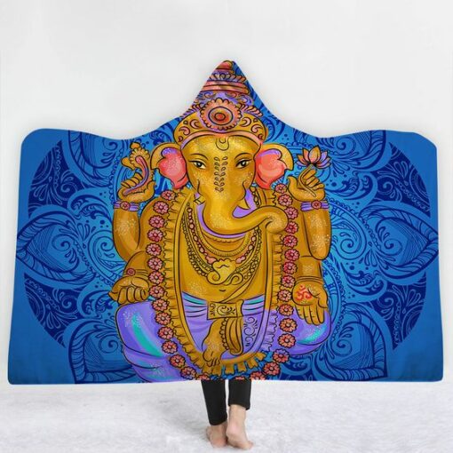 Customized Hooded Blanket for Adult Kid Indian Elephant...