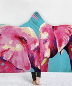 India Elephant Color Painting Printed Throw Blankets