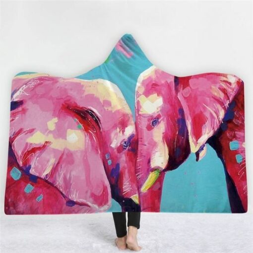 India Elephant Color Painting Printed Throw Blankets