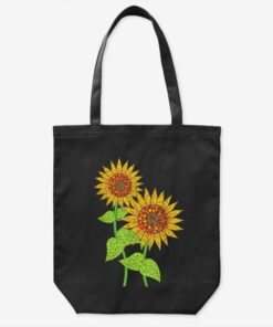Two Beautiful Patterned Fashion Sunflowers Graphic Tote...
